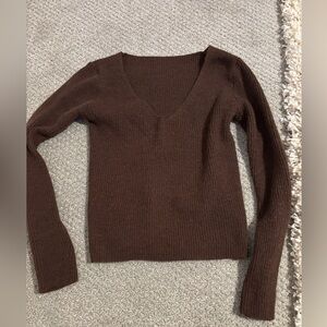 Elegant Brown V-Neck Sweater